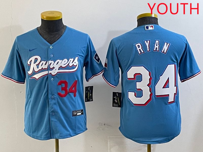 Youth Texas Rangers #34 Ryan Light Blue Game 2025 Nike MLB Jersey style 4
